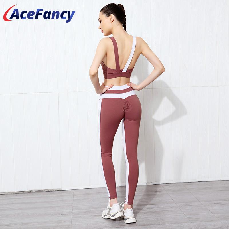 

Acefancy Vital Yoga Set Women Gym Clothes ZC2727 High Waist Gym Leggings Patchwork Yoga Bra Set Fitness Sport Outfit For Woman, Blue