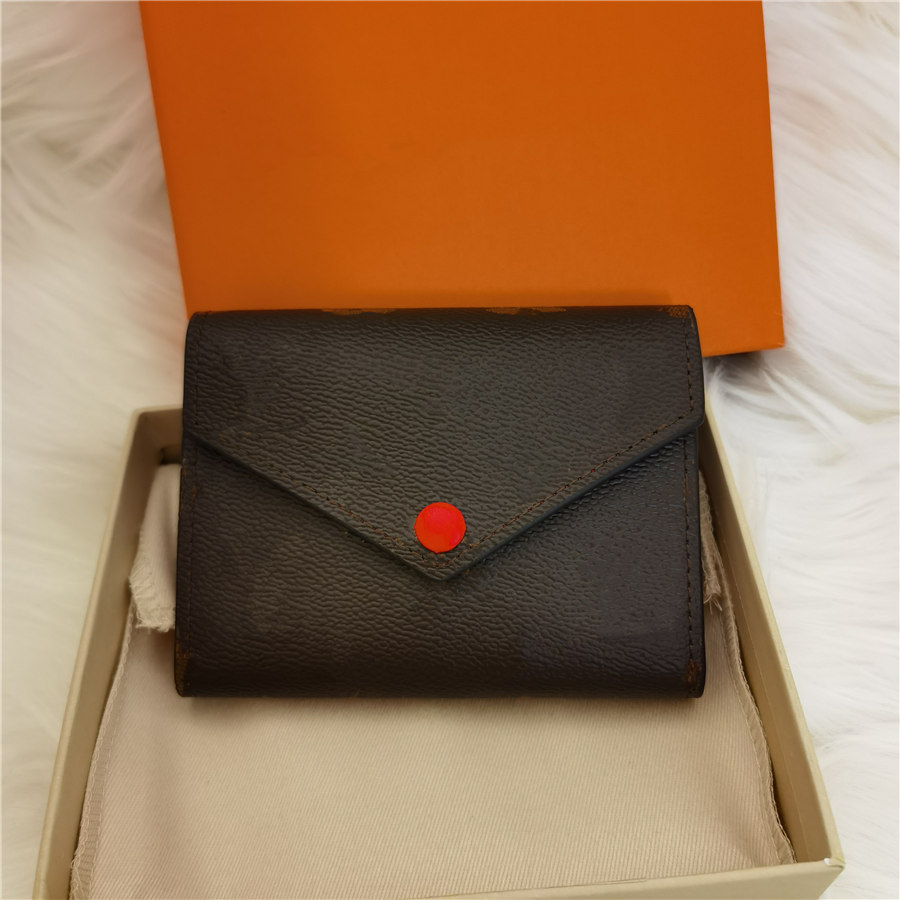 

Wholesale leather wallet for women multicolor designer short wallet Card holder women purse classic zipper pocket Victorine, Red;black