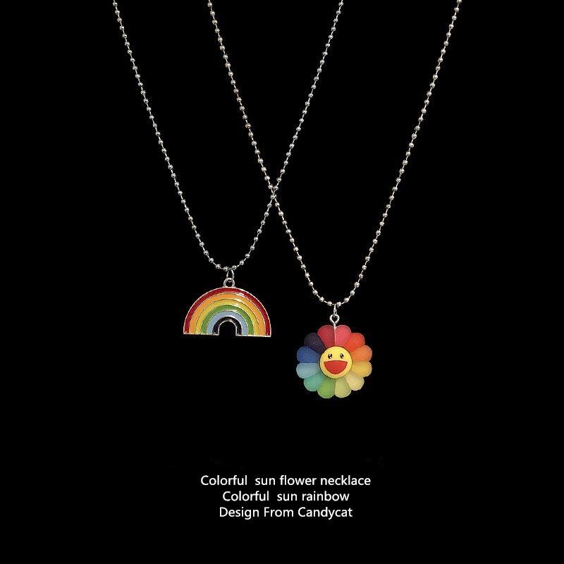 Chaînes Boucles d'oreilles Sol Cool Jumping Dixuan Style Rainbow Collier Couple Couple Petite amie Sourire Sourire