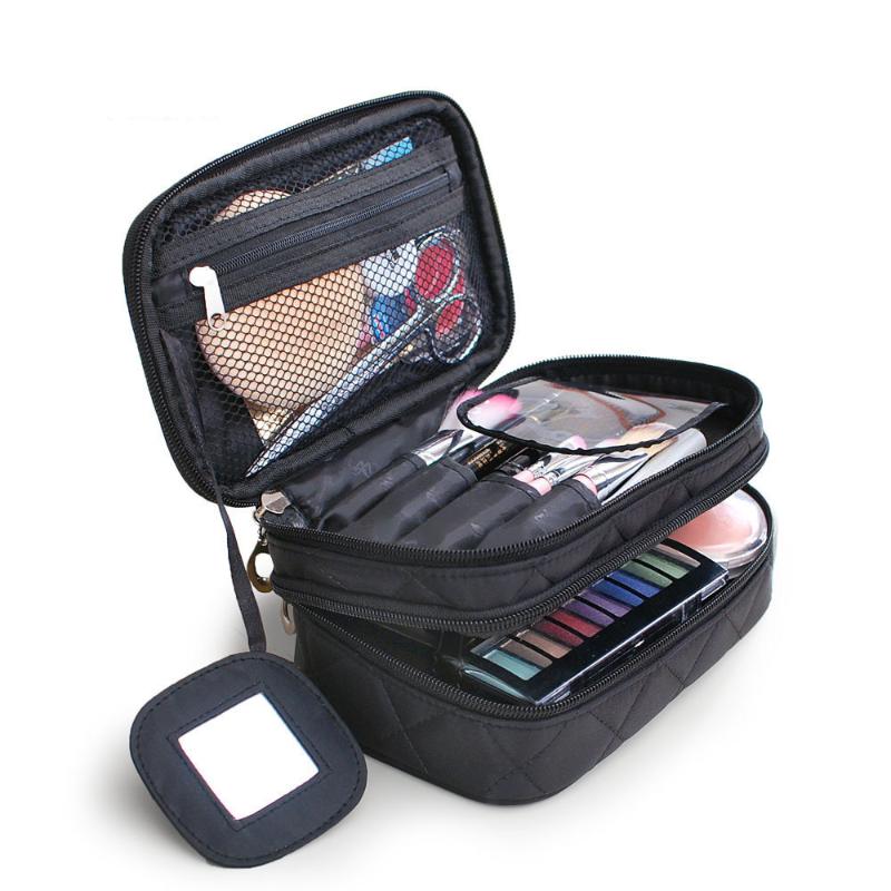 

New Luxury Make Up Cosmetic Bags For Women With Mirror Multifunction Female Toiletry Organizer Women's Travel Makeup Beauty Bag, Small