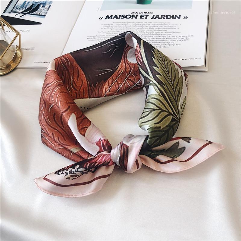 

Scarves 2021 Autumn Silk Scarf Women Flower Printed Bandana Fashion Korean Hair Band Girl's Female Foulard Neck Wrap1