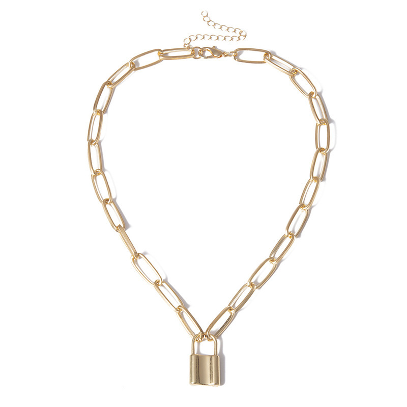 

Personalized punk geometric necklace with simple lock