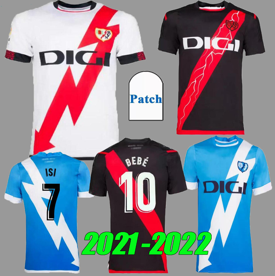 

men+kids 21 22 Rayo Vallecano soccer jerseys 2021 2022 home away Isi bebe Qasmi Alvaro Andrés Fran García santi Comesaña camisetas de fútbol football shirts, Blue