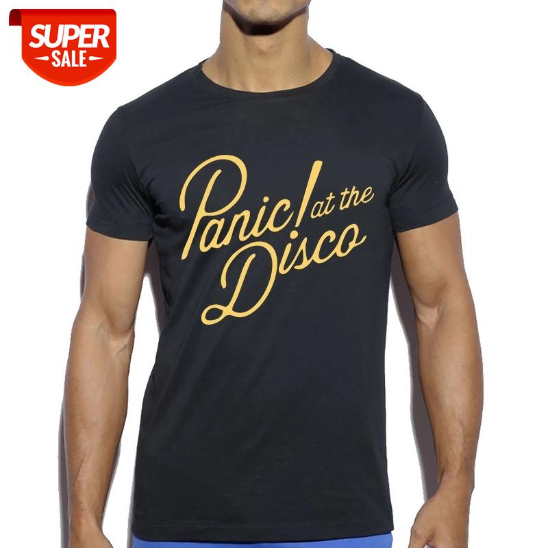 

Funny Men Tee Panic At The Disco Letter Print T Shirt Cotton Short Sleeves Casual Male Tshirt Fashion Cool Streetwear #8F7P, White;black