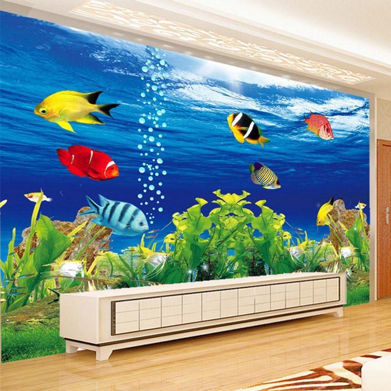 

Wallpapers 3D Wallpaper Stereo Cartoon Underwater World Fish Po Mural Kid's Bedroom Landscape Design Wall Painting Non-Woven Fresco, As pic