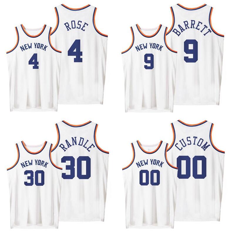 

Men YOUTH S-2XL Basketball jerseys Derrick 4 Rose 30 Julius Randle 9 RJ Barrett 2021 Classic White 75th Jersey