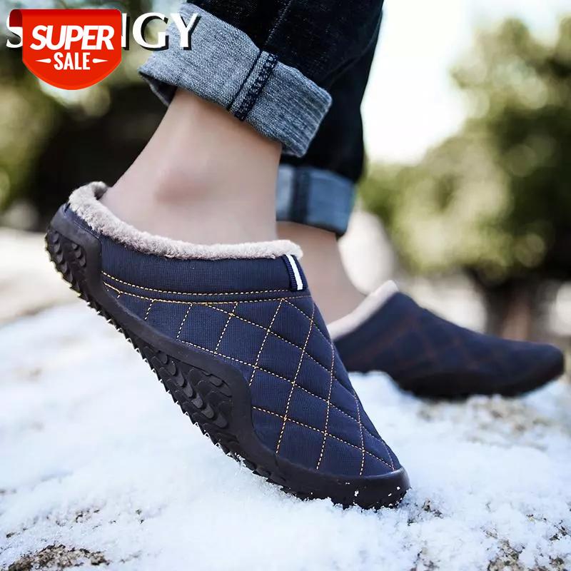 

Winter Mens Warm Slippers Short Plush Canvas Soft Home Casual Sliooers Men Plaid Fashion Lazy Big Size 39-48 Dark Color Indoor #zP1p