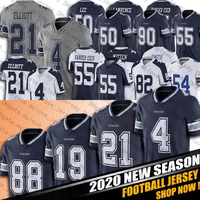 

4 Dak Prescott 21 Ezekiel Elliott Jersey Amari Cooper CeeDee Lamb Jerseys Sean Lee Vander Esch Sean Lee Dalla Cowboy Jerseys, Limited