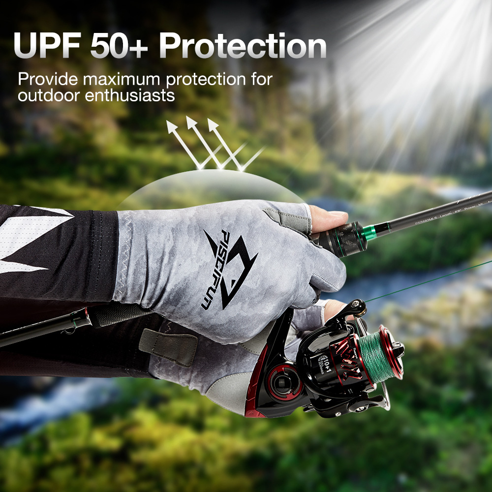 

Piscifun UPF50+ Sports Fishing Gloves Breathable Summer Anti-skid Fingerless Gloves for Outdoor Hiking Biking Kayaking Tackleg