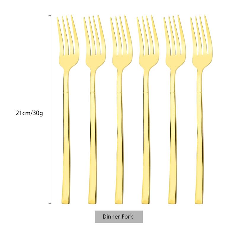 

Dinnerware Sets 6Pcs Gold Dinner Fork Cutlery Set Western Kitchen Silverware Flatware Stainless Steel Dessert Party Wedding
