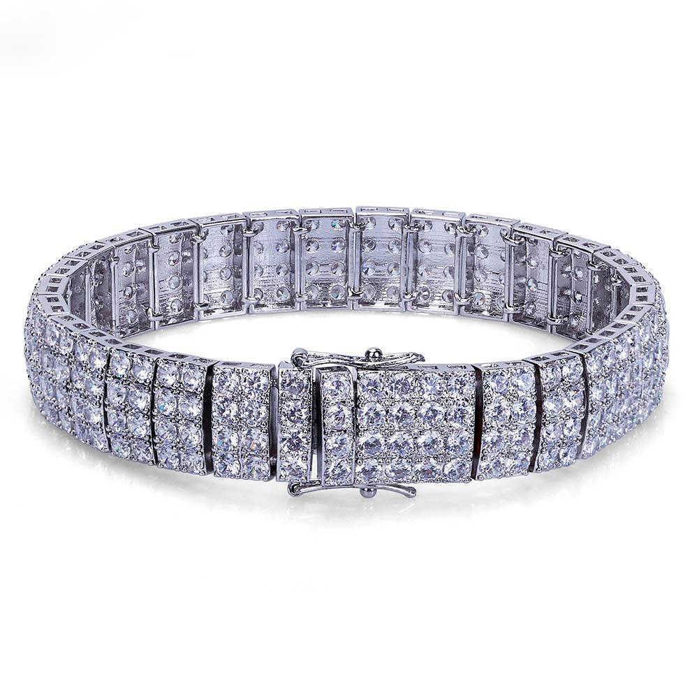

13CM Gold/Silver Color Plated Iced Out Micro Pave Cubic Zircon Tennis Bracelets Hip Hop Chains Bracelets
