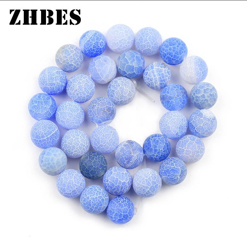 

Other Light Blue Weathered Agates Natural Stone Carnelian Spacers 6/8/10/12MM Round Loose Beads Jewelry Bracelet Making DIY Findings