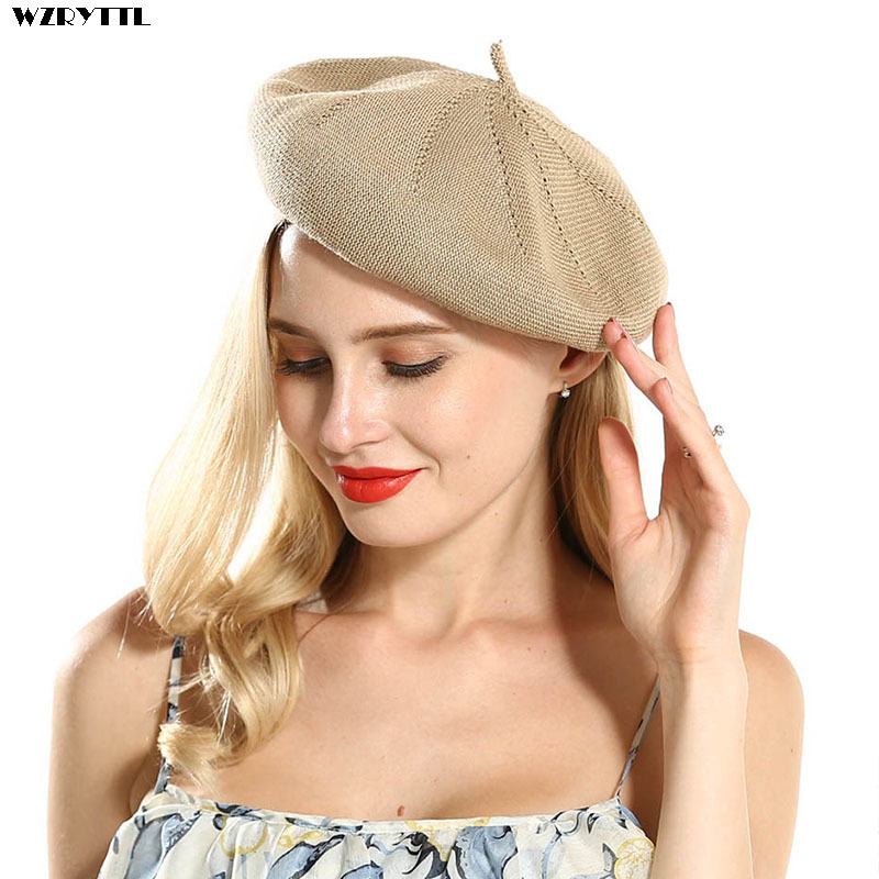 

2021 New Summer Street Hats Woman Straw Berets Female Solid French Hat Ladies Casual Spring Holiday Artist Caps Dropshipping Ieu3, Bungundy