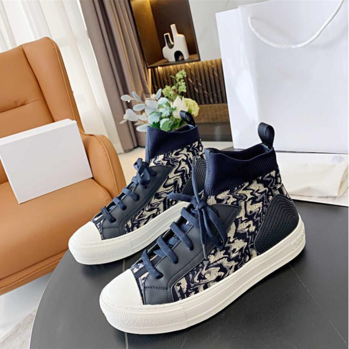 

Luxury Women Designer Shoes Canvas Shoe Alphabet Printed Embroidery Sneakers Summer High Comfortable Mesh Breathable Oblique Socks Shoes Trainers With Box 35-41