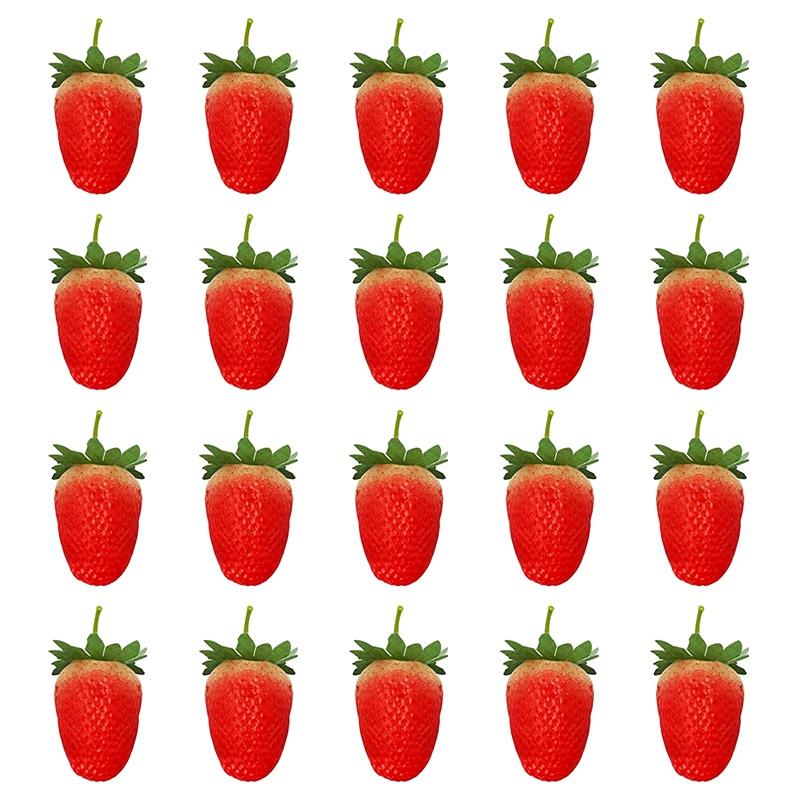 

Novelty Items 20 Pieces Artificial Strawberry Fake Fruit Strawberries Pography Prop Home Kitchen Cabinet Party Ornament