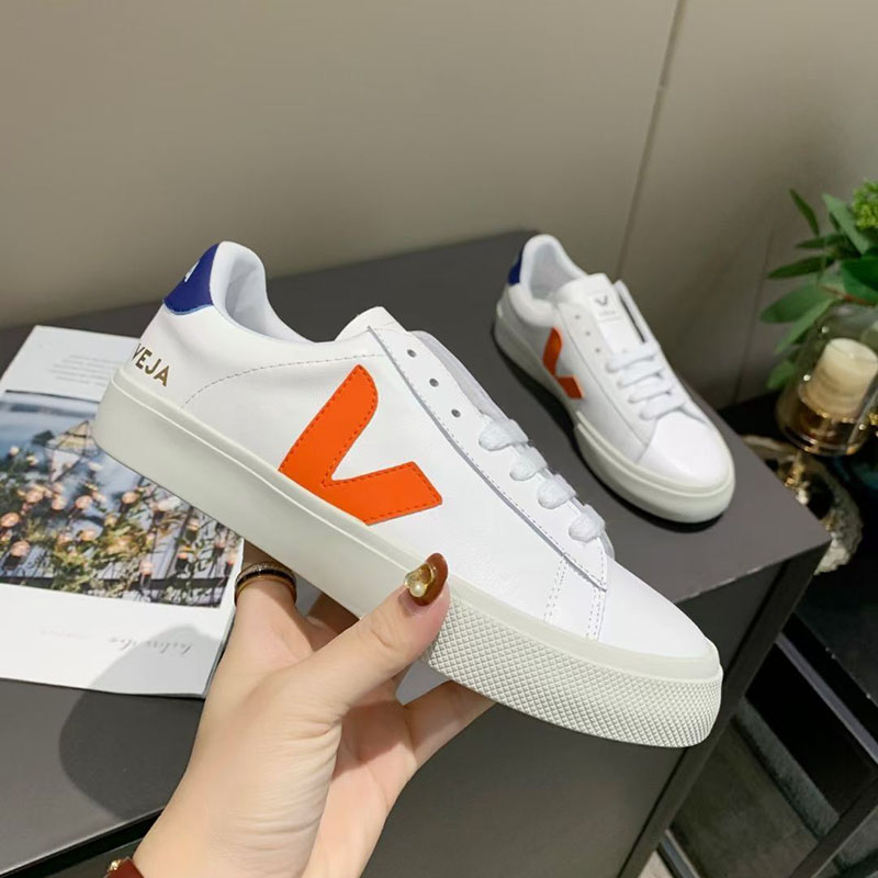 

New Mens Veja V-10 Leather Extra Sneakers Women ESPLAR Calfskin Trainers Fashion White Low-top Chaussures Breathable Running Shoes 35-45 KLP00049