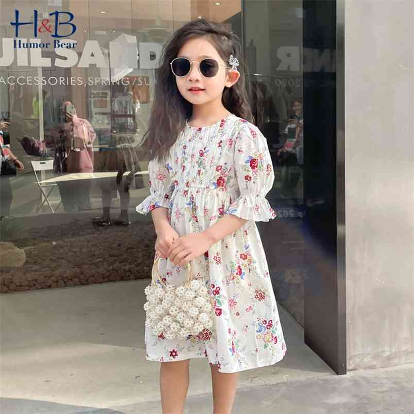 

Girls Dress Summer Short-Sleeve Floarl Printed Sweet Princess Party Toddler Kids Clothes 210611, Bz2585 white