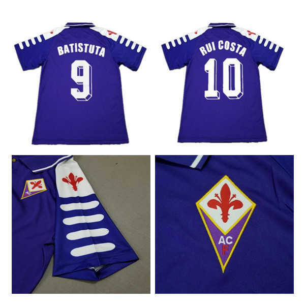 

1998 1999 Retro Fiorentina Soccer Jerseys 9 BATISTUTA 10 RUI COSTA Custom Vintage 98 99 Home Football Shirt 2000 Camisas de Futebol, Gray