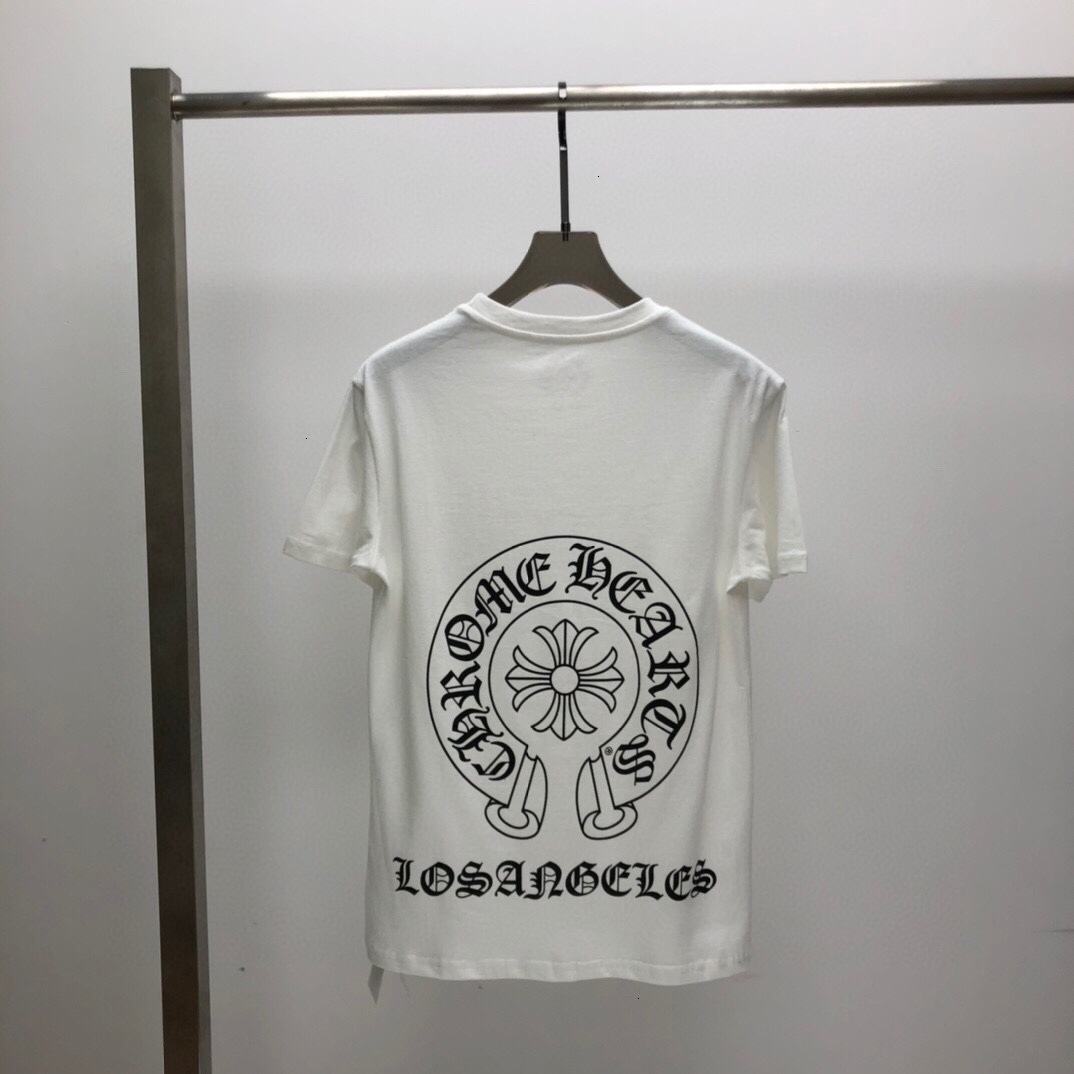 

t Summer Chrome/heart Shirt Short Sleeve Top Men' Cro Sankrit Print Brand Looe Pure Cotton Uniex Men and Women Lc3y, White