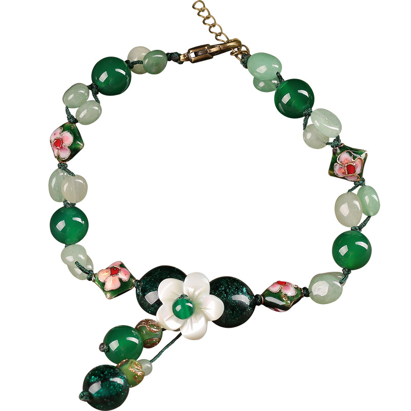 Xianlan127 Ancient Folk Were Contracted Green Coloured Glaze Retro Ankle Chain Sexy Female Feet Chain Shell Jewelry Summer-image-706518025