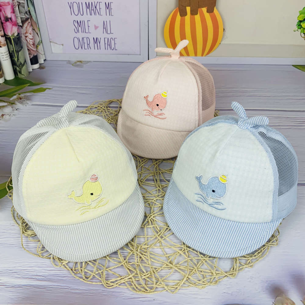 

baby hat summer sun visor cap boys and girls cute net breathable baseball children, Yellow