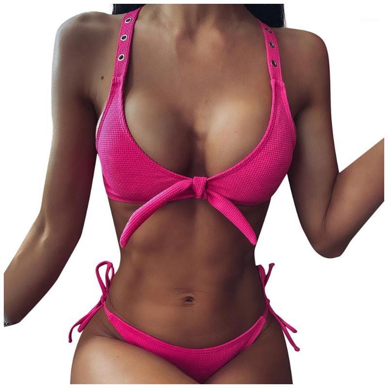 

Summer 2021 Fashion Lady Women Solid Color Push-Up Padded Sexy Bra Bikini Beach Set Swimsuit Two-Piece Swimwear Vestidos Women