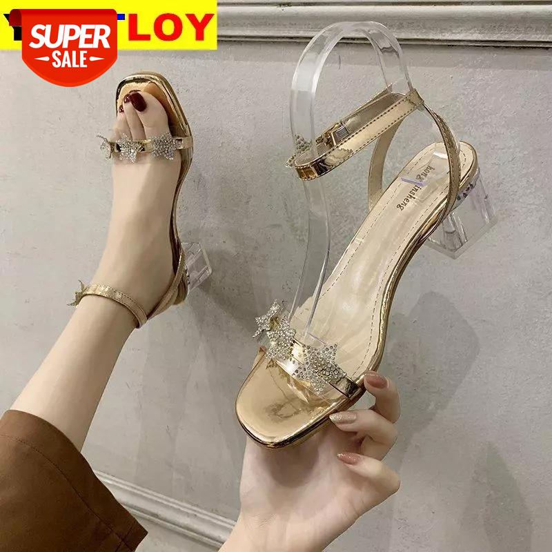 

Block Heels 2020 Sandals Female Shoe Buckle Ladies Shoes Summer Chunky Women's Rhinestone Fashion Woman Strap For High Comfort #2n4f, Black