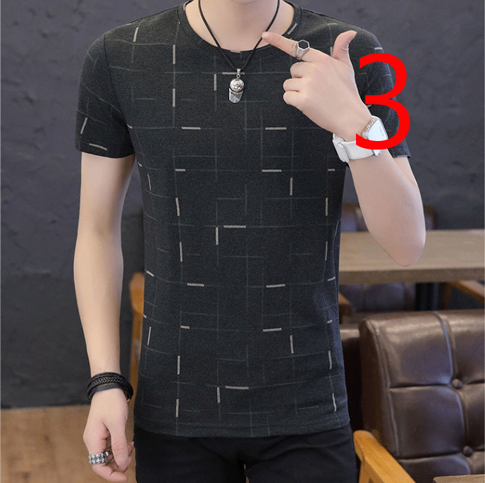 

2021 New Ice Silk Short-sleeved T-shirt Men's Tide Brand Thin Section Half-sleeved Shirt Trend Korean Version of the Self-cultivation Pr A50, 13