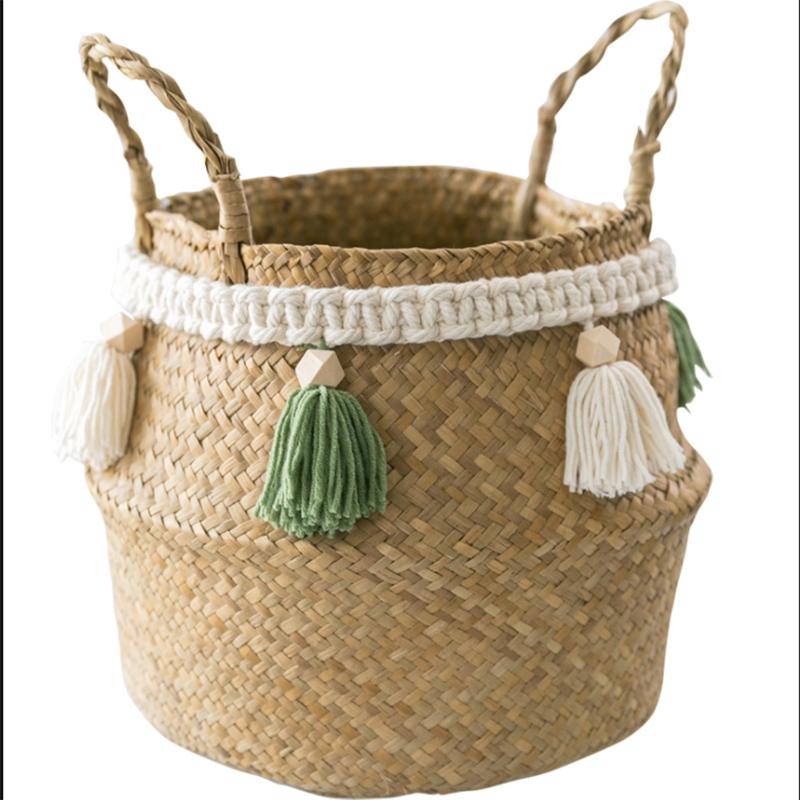

Storage Baskets White Seagrass Basket Woven Gift Small Size Laundry Plant For Decoration