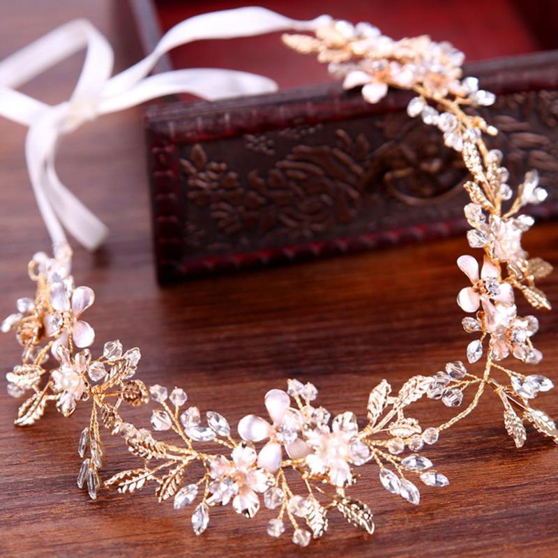 

Hair Clips & Barrettes Bride Headbands Wedding Accessories Bridal Vine Bohemian Headpiece Crystal Hairband Gold Color Leaf Crown, Golden;silver