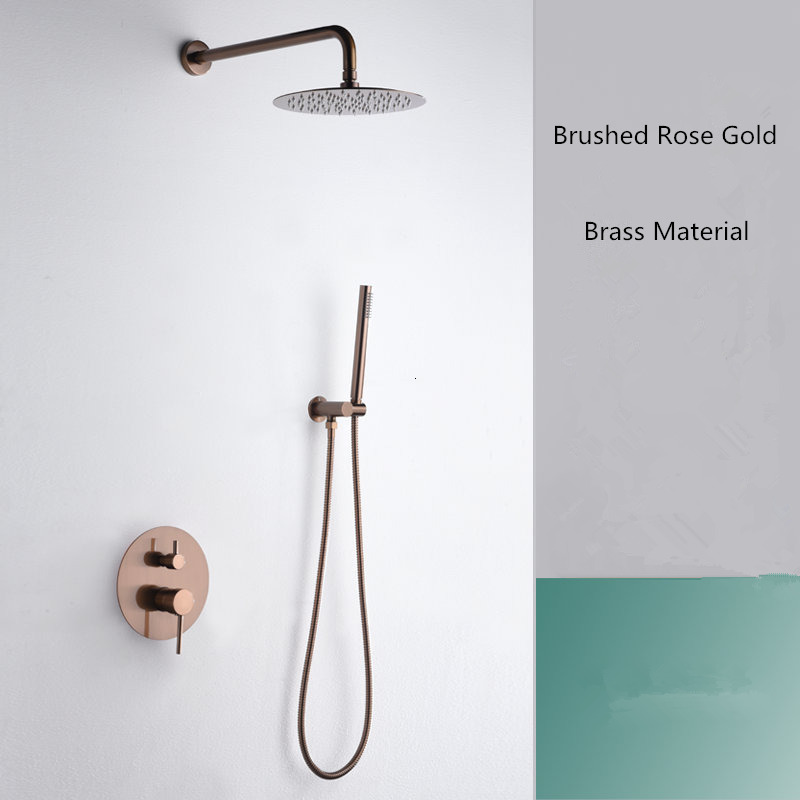 

2021 New Bathroom Set Brushed Rose Gold Rainfall Faucet or Ceiling in Wall Mixer with 12" Shower Head Jfbx