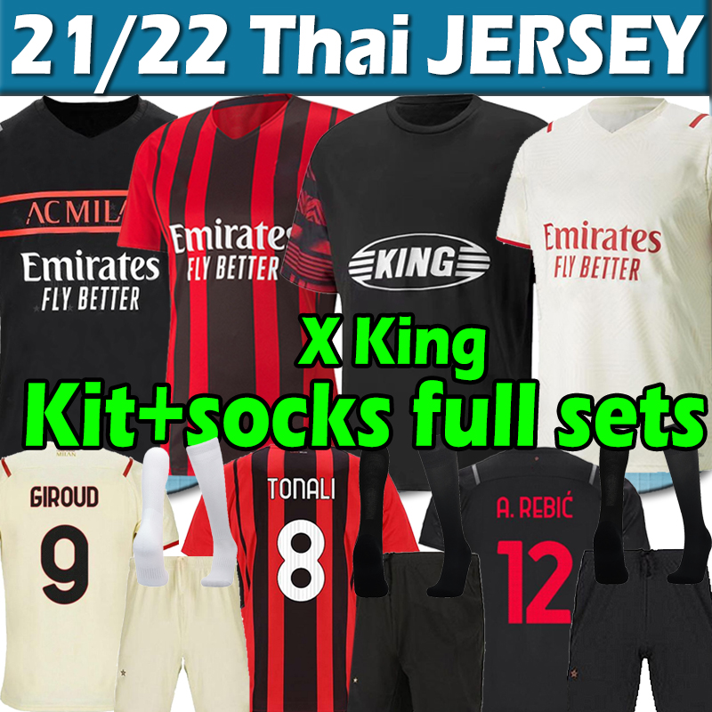 

2022 2023 X King jersey Rossoneri Fans Player version soccer jerseys 22/23 IBRAHIMOVIC TONALI REBIC M.MAIGNAN ROMAGNOLI CALHANOGLU football shirts men Uniformi, 22-23 specia