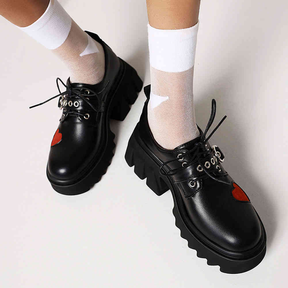 

dress shoes sapato salto alto chunky feminino luxuoso, calÃ§ado punk plataforma com fivela fofo coraÃ§Ã£o gÃ³tico para festa zo07, Black