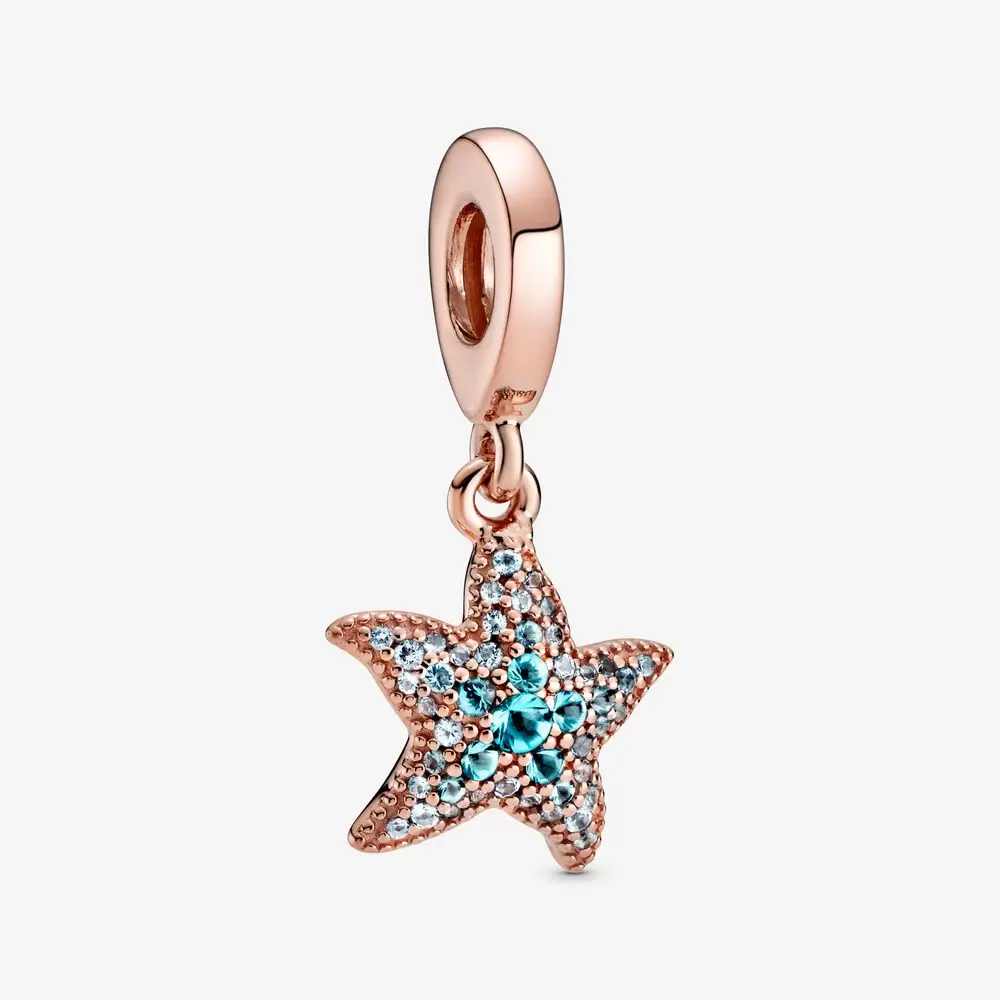 

New Arrival 100% 925 Sterling Silver Sparkling Starfish Dangle Charm Fit Pandora Original European Charm Bracelet Fashion Jewelry Accessories