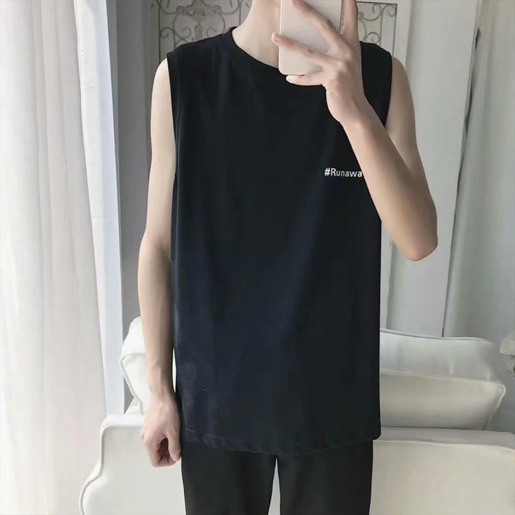 

mens sleeveless vest summer sports casual loose solid color european and american street simple atmospheric fitness sportswear, White;black