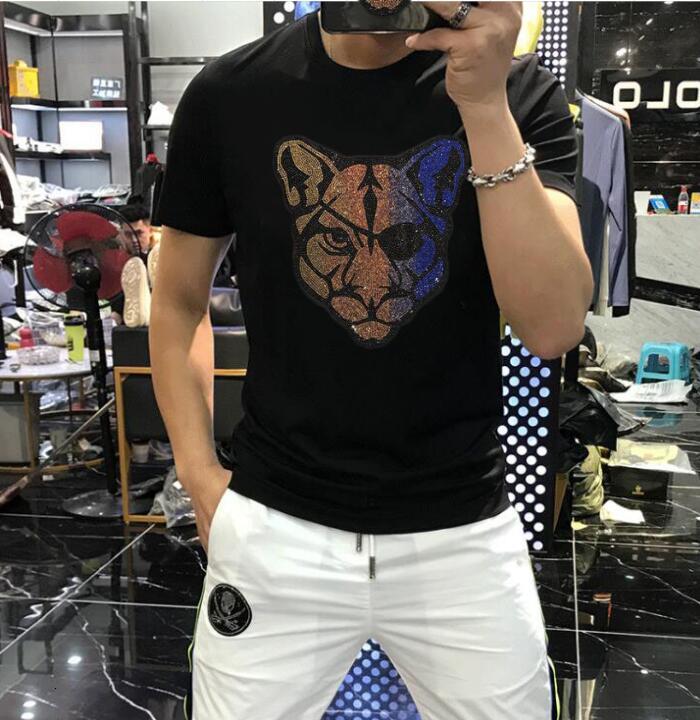 

New More Size 2021 Fashion Strass T-shirts Men Make Short Sleeves Man Streetwear Thin Neck Tshirts Wn1k, As shown in the figure