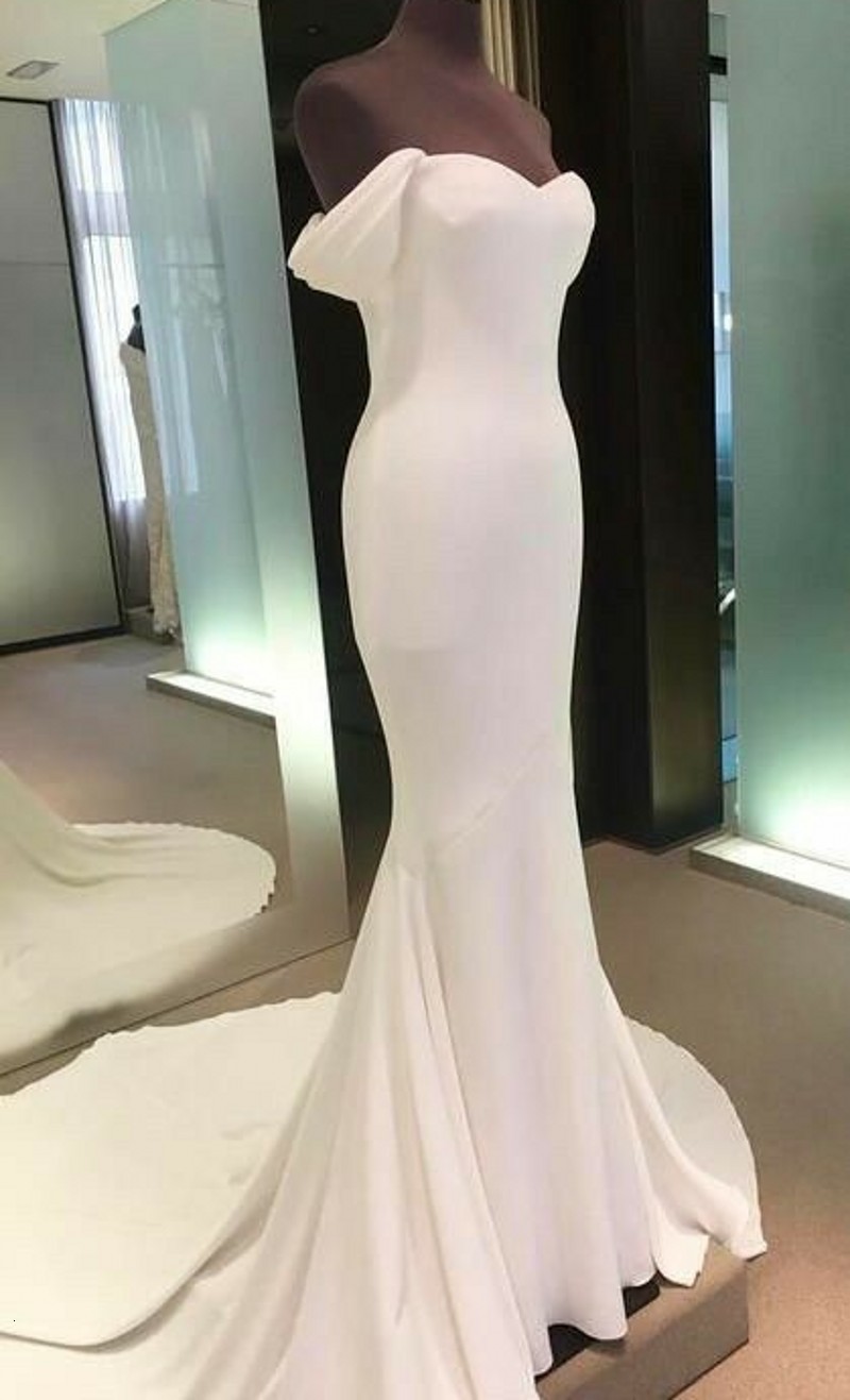 

2021 New Vestidos De Noiva Gorgeous Mermaid Long Off Shoulder Prom Evening Es Satin V-neck Lace Back Sweep Train White Bridal Gowns Vr3b, Pink