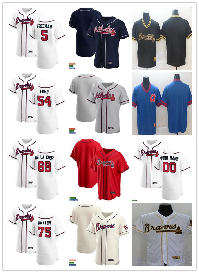 

Men Women Youth 75 Grant Dayton 69 Jasseel De La Cruz 5 Freddie Freeman 54 Max Fried Custom Baseball Jersey Blank red white gray navy, Blue;black
