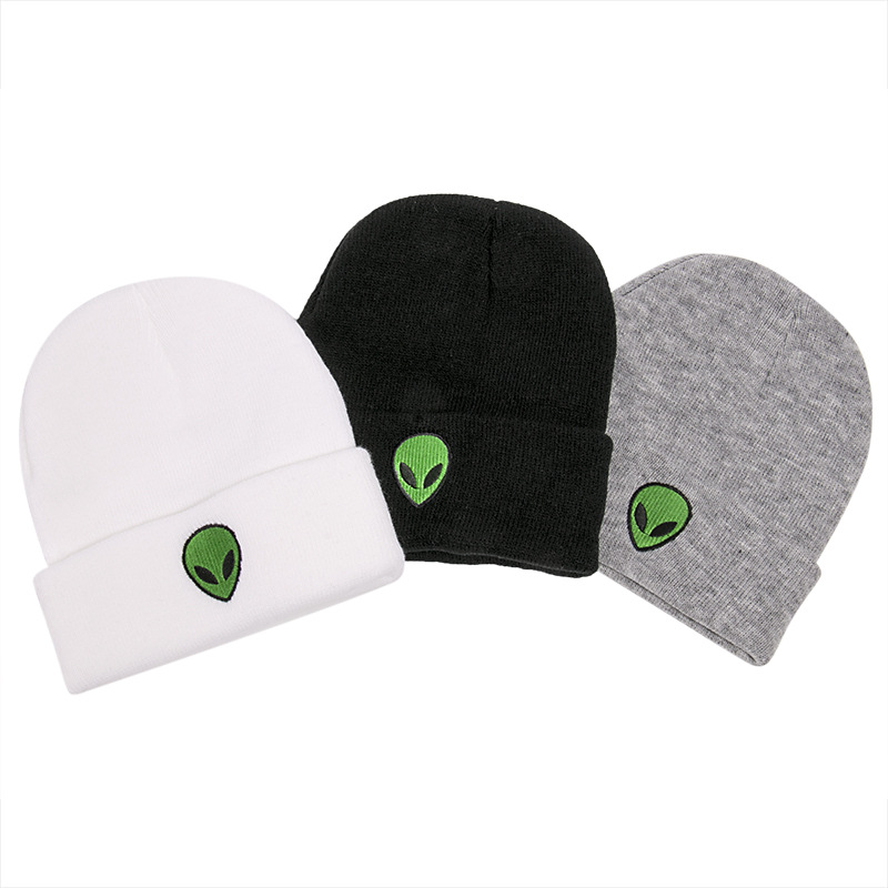 

Beanie/Skull Caps Autumn Winter New Korean Style Mens Womens Skeleton Alien Skull Sleeve Cap Warm Knitted Hat Woolen, Box