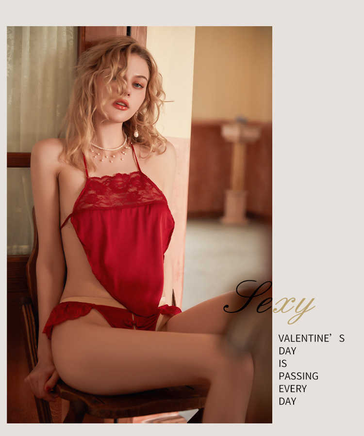 retro encaje belly bolso lencería sexy estilo chino lencería rojo pijama ropa traje sueño tops uniforme traje 210831