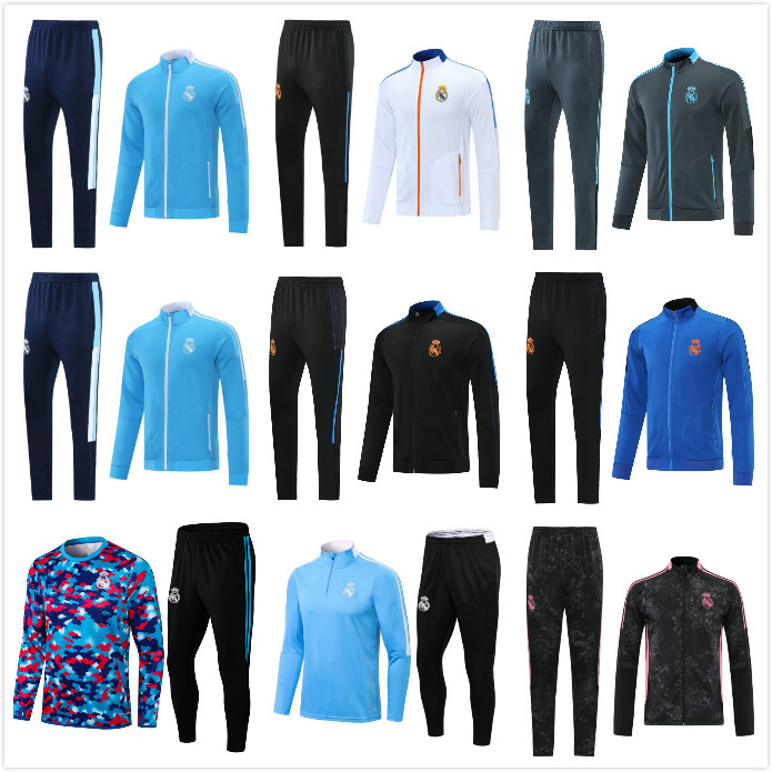 

2021 2022 Real Madrid soccer Training suit Jacket Tracksuits 21 22 camiseta de futbol HAZARD BENZEMA MODRIC Jogging football Tracksuit Sets, Black