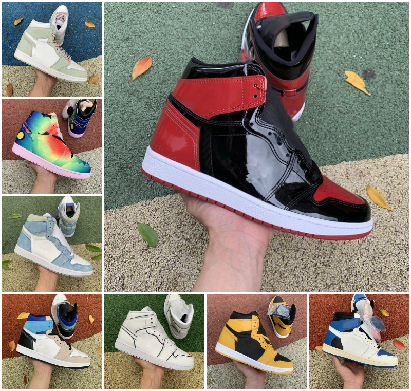 

2022 Jumpman 1 OG 1s Mens Basketball Shoes Bred Banned Patent Hyper Royal University Blue Electro Orange Lucky Green Obsidian Prototype Men Women Sneakers Trainers, Bubble package bag
