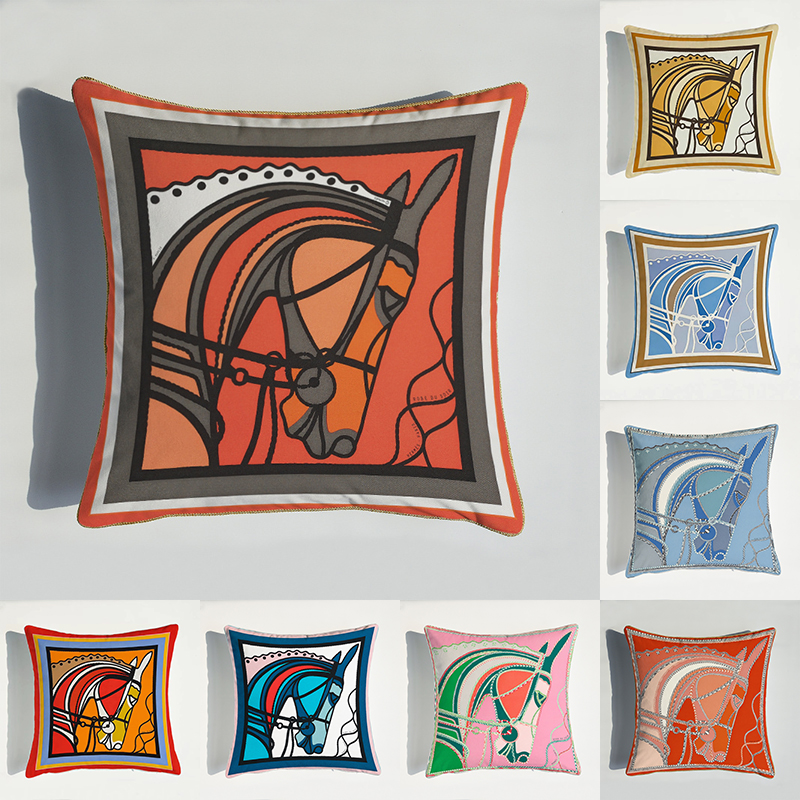

45*45cm Horses Cushion Covers Pillow Case Living Room Chair Sofa Car Decoration Square Horses Pillow Covers, 02