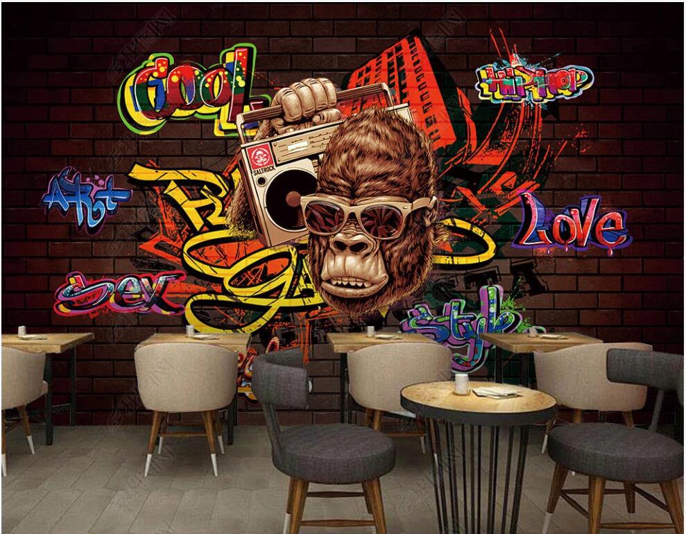 

3d wallpaper custom photo mural Trendy hip hop graffiti brick wall home decor 3d wall murals wallpaper for living room in rolls, Non-woven wallpaper