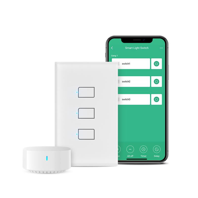 

Smart Home Control BroadLink TC3 US Wi-Fi Light Switch With 2-Way Feedback, No Neutral Line, Compatible Alexa, Google And IFTTT