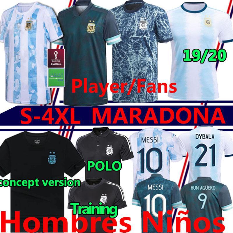 

MARADONA Argentina Player Fans soccer Jersey 2020 2021 camisetas POLO Messi DYBALA DiMaria Aguero LAUTARO Men kids kits football shirt Pants, Black;yellow