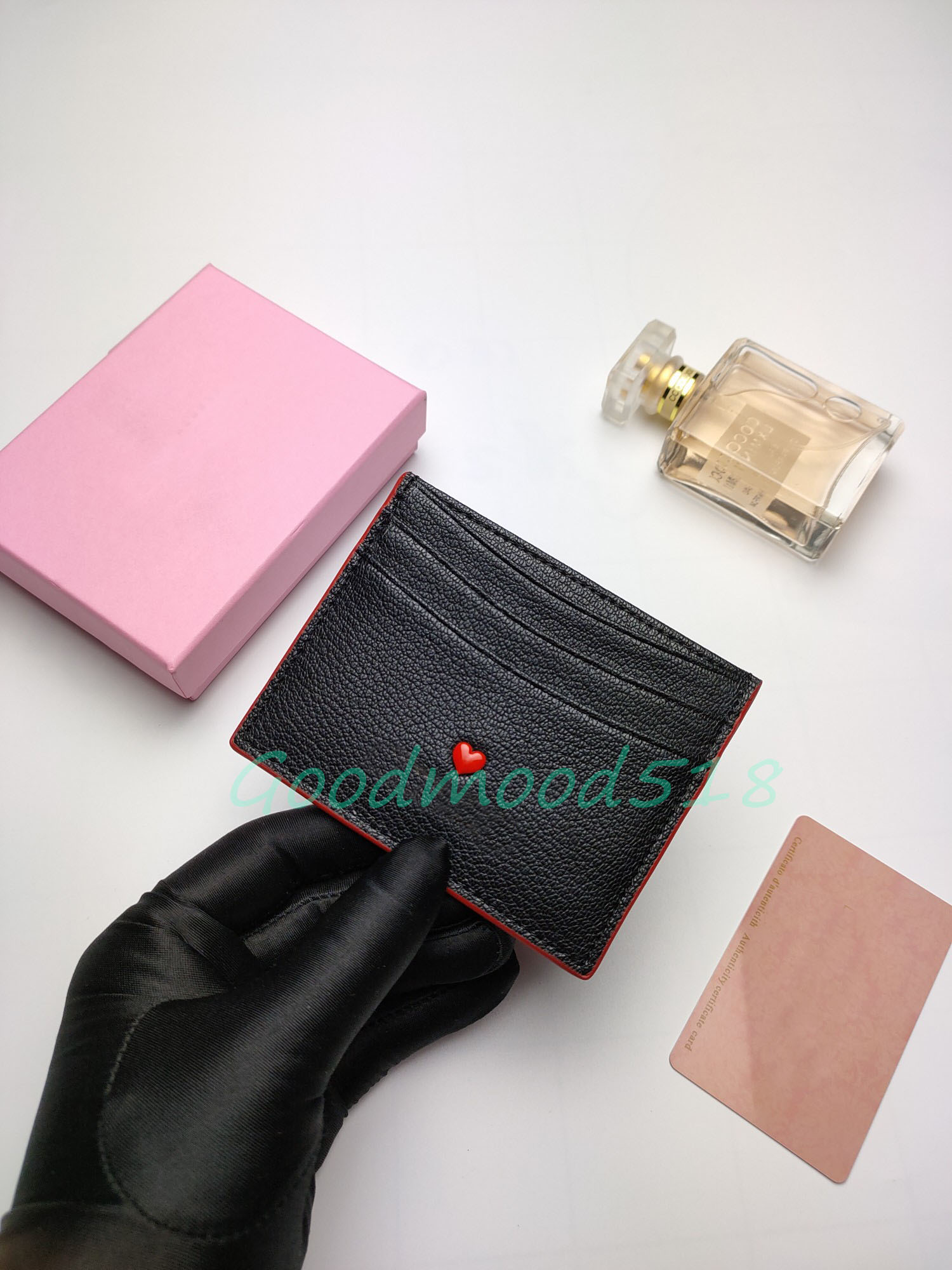 

2023 Popular fashion men women leather wallet multicolor card purse Card holder with box women pink purse serial number lady pink ID card wallet 11x7cm, Customize