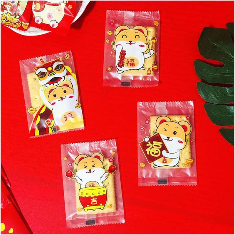 

AQ Cartoon New Year Lucky Mouse Pattern Candy Sugar Bag Homemade Baking Cookies Nougat Wrapping Kawaii DIY Biscuit Packaging Bag