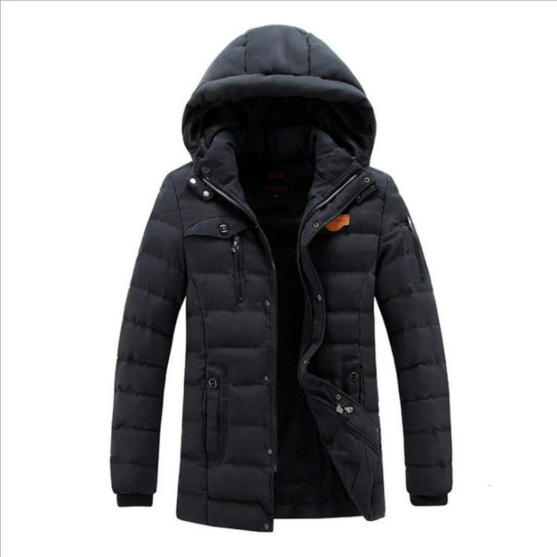 

New Korean Style 2021 Winter Thickening Casual Cotton Jacket Outwear Breathable Fashion Warm Coat Parkas Men Osf4, Black
