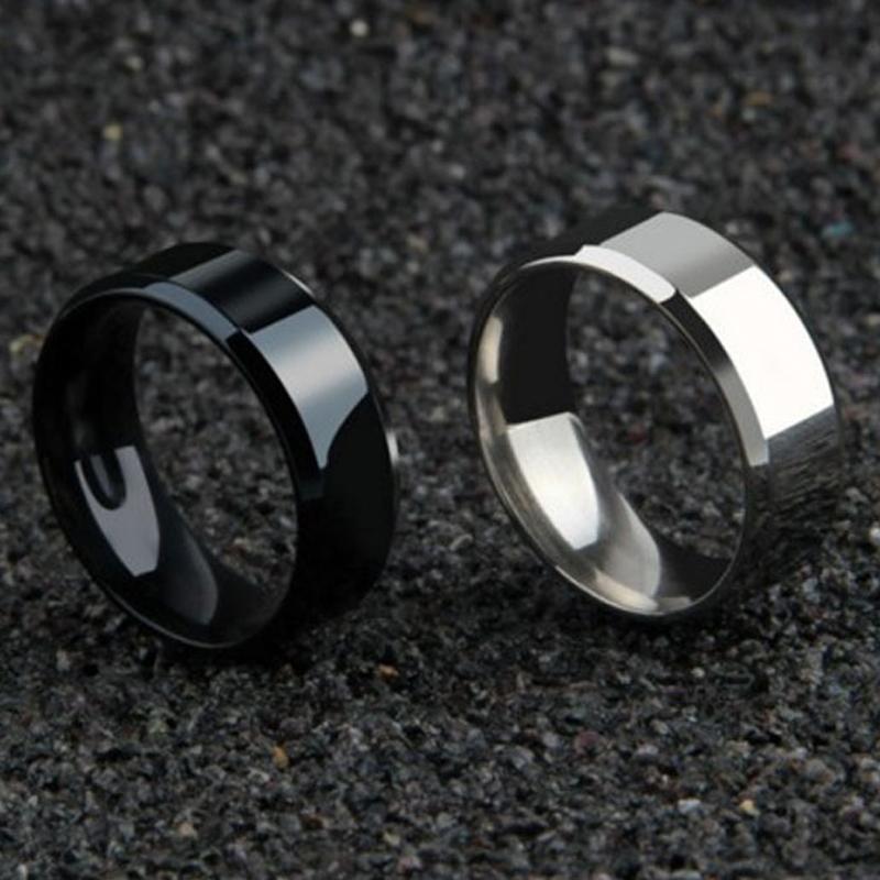 

Cluster Rings 8mm Width Classic Smooth Men Black Color Stainless Steel Simple Fashion For Women Jewelry Party Gift, Golden;silver